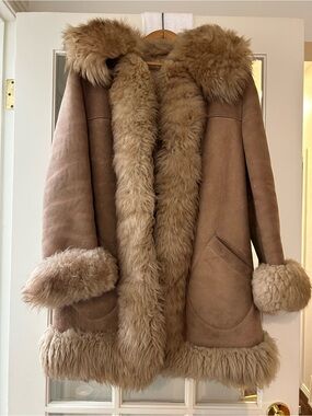 Vintage 1970s Shearling Leather Penny Lane Coat Afghan Princess Coat S